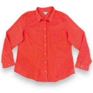 Old Navy Size XL Lightweight 100% Cotton Orange/White Long-sleeve Summer Shirt